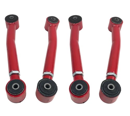 Adjustable Lower Suspension Control Arm and Adjustable Front Rear Upper Suspension Control Arm Replacement for 1993-1998 Grand Cherokee ZJ /1998-2006 Jeep Wrangler TJ (red) - color: Red