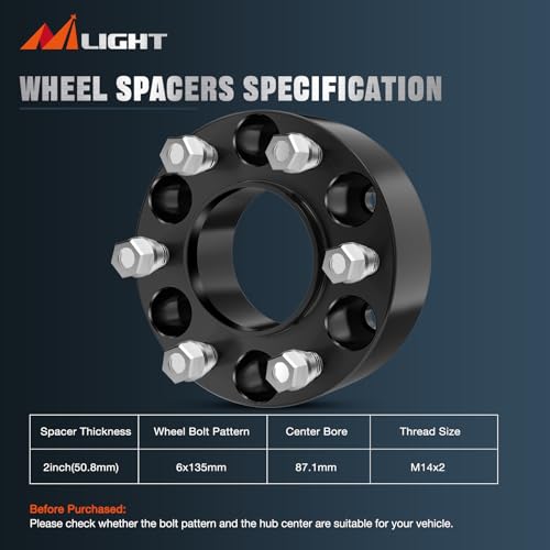 Nilight F150 Wheel Spacers 6x135 for 2004-2014 Ford F150 - size: 2004-2014 F150 2inch