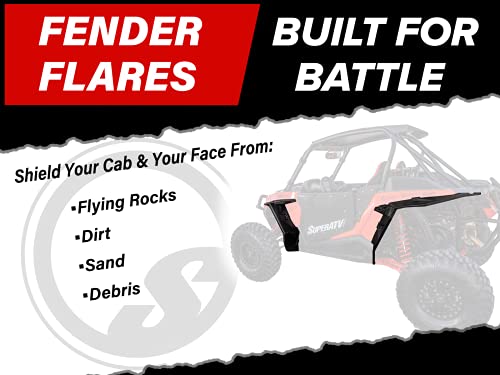 SuperATV Fender Flares Mud Guards for 2014-2023 Polaris RZR XP 1000 / XP 4 1000 | Extreme Durability | Additional 8.5” of Protection | Front and Rear - size: Front & Rear
