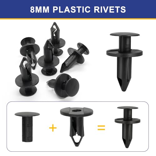 Plastic Rivets, 120pcs Plastic Push Pin Clips Body Rivets Compatible with UTV ATV Motorcycle M6 M7 M8 Retainer Fastener Replace 7661855 Fits for Polaris Honda Kawasaki Suzuki Yamaha