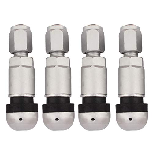 TOMALL Bolt-in Tire Valve Stem Caps Explosion Proof Inner Tubeless TPMS Valve Stem Silver Aluminum - color: Silver