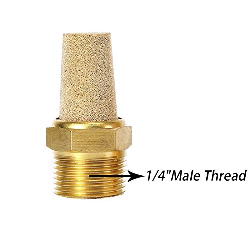 Quickun Air Pneumatic Mufflers, 1/4" Male Thread Sintered Bronze Exhaust Muffler Silencer (Pack of 10) - size: 1/4" Male (10Pcs)