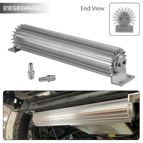Universal 15'' Aluminum Dual Pass Finned Transmission Oil Cooler W/Fittings Silver - color: Silver, size: 15''