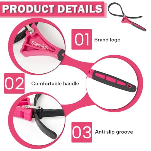 2 - Pack Rubber Strap, Oil Filter Diameter 4" and 6" Heavy Duty Adjustable Blet for Jar Opener, Water Filter, Plumbing, Sink, Faucet(PINK) - color: Pink