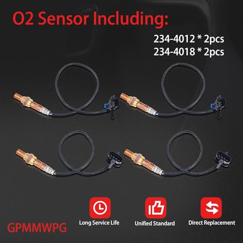 4PCS O2 Sensor 234-4012 234-4018, 02 Sensor, Automotive Replacement Oxygen Sensor for Express for Silverado for Suburban for Tahoe for C1500 for K1500 for Sierra for Yukon