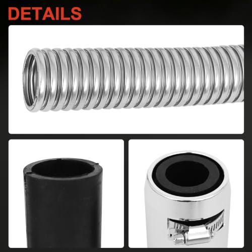 24" Stainless Steel Radiator Flexible Coolant Water Hose Kit - color: Silver, size: 24 Inch