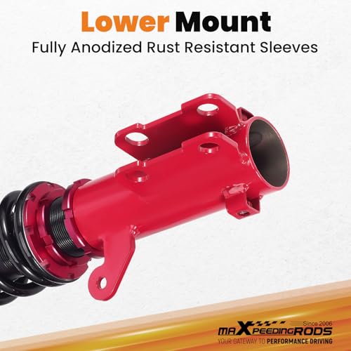 maXpeedingrods Coilovers for Mitsubishi Eclipse 2006-2012, for Mitsubishi Galant 2004-2012, 24 Levels Damper Adjustable Coilovers Suspension Kit, Height Adjustable Lowering Kit, Red - color: Red