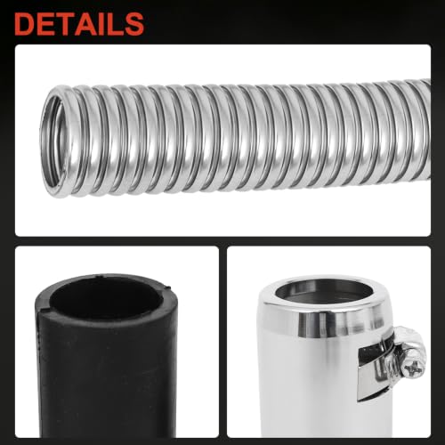 44" Stainless Steel Radiator Flexible Coolant Water Hose Kit - color: Silver, size: 44 Inch