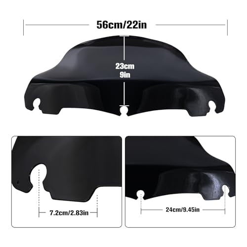 9 inch Black Wave Windshield Windscreen for Harley Electra Touring street FLHT FLHTC FLHX Tri Glide Electra Glide Street Ultra Limited 2014-2021