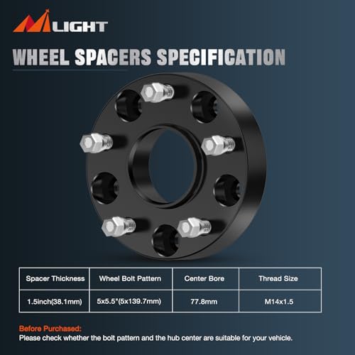 Nilight Ram 1500 Wheel Spacers 5x5.5 for 2012-2018, 4PCS - size: 2012-2018 Ram 1500-1.5inch