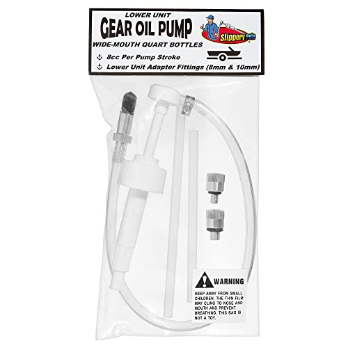 Slippery Pete - Lower Unit Gear Oil Pump for Wide-Mouth Quart Bottles, Includes 3/8 inch Metal Swivel, 8mm, 10mm Adapters Fits Most Marine Boat Outboard Motors NOT COMPATIBLE WITH VOLVO PENTA - size: 38mm