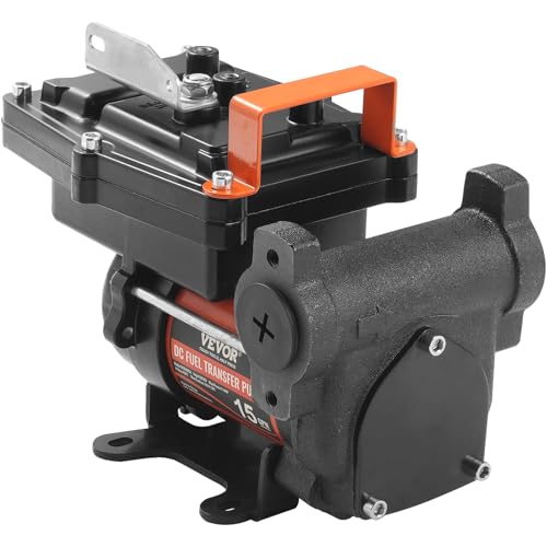 VEVOR Fuel Transfer Pump, 12V DC 15 GPM 1/4 HP, Portable Electric Diesel Transfer Pump with Auto Shut-Off Fuel Nozzle, Long Inlet & Outlet Hose for Gasoline, Diesel, Kerosene, Methanol Blends - size: 12V 15GPM Portable