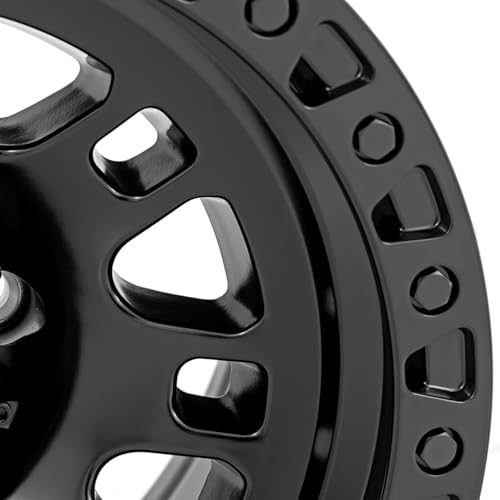 Rough Country 82 Series One-Piece Aluminum Wheel - 17x9, 5x4.5" Bolt Pattern, 12mm Offset, Gloss Black with Rugged 8-Spoke Design