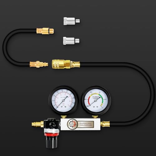 JIFETOR Cylinder Leak Down Tester Kit Professional Dual Pressure Gauges - color: Blue