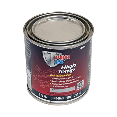 POR-15 High Temperature Paint, High Heat Resistant Paint, Weather and Moisture Resistant, 8 Fluid Ounces, Aluminum - color: Aluminum, size: 8 Fl Oz (Pack of 1)