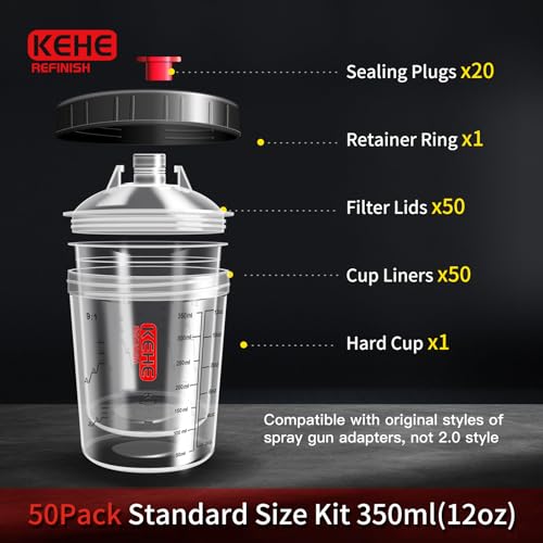 Disposable Paint Cups 12 Ounce (350ml) Kit+Adapter(#103/#S40) for SATA 3000/4000/5000 with QCC Family