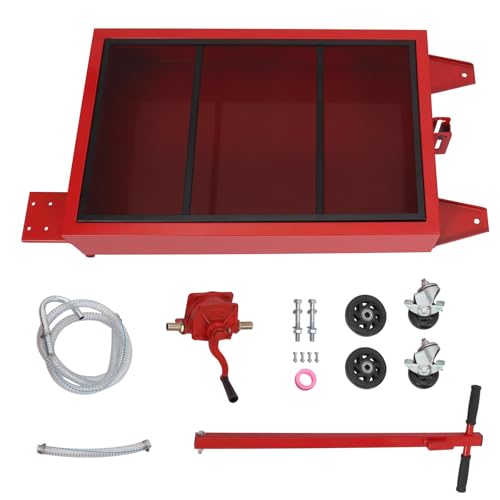 Low-Profile Rolling Oil Drain Pan Cart, 20 Gallon Oil Catch Drain Tank - color: Red, size: 20 Gallon | with 110V Electric Pump
