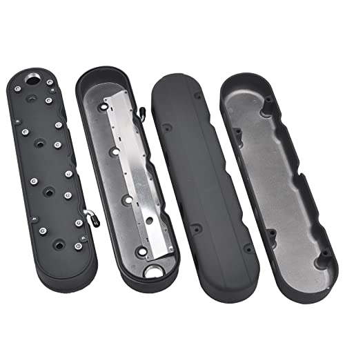 Cast Aluminum Valve Covers with Coil Mounts - color: Black, size: GM LS 293 325 376
