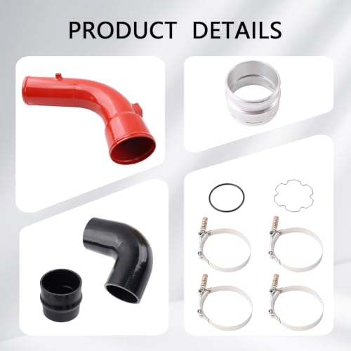 Cold Side Intercooler Pipe Kit for 2017-2024 Ford 6.7L - color: Red