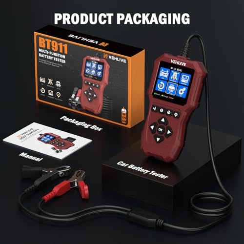 Car Battery Tester 6V 12V 24V with Lithium Battery Testing, BT911 5-3000CCA Automotive 12V&24V Dual Circuit Testing, Load/Alternator Tester, Charging Cranking System Tester for All Car Motorcycle Boat - color: Light Red