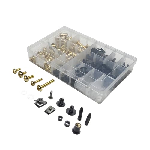 224Pcs Motorcycle Fairing Bolt Kit Stainless Steel (Gold) - color: Gold