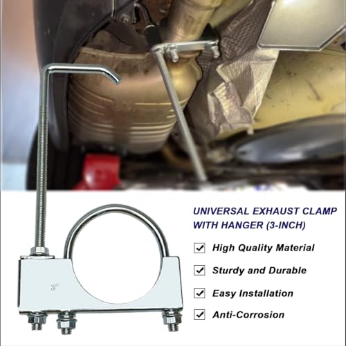 3" Exhaust Clamp With Hanger One-Piece Muffler Hanger, Pack of 1 - size: 3"-1 PACK(One-Piece)