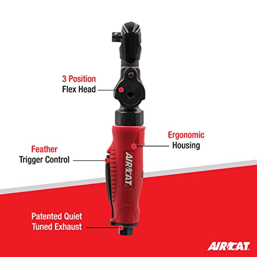 AIRCAT 811 1/4" Flex Head Ratchet Wrench, 35 ft-lb Max Torque, 240 RPM