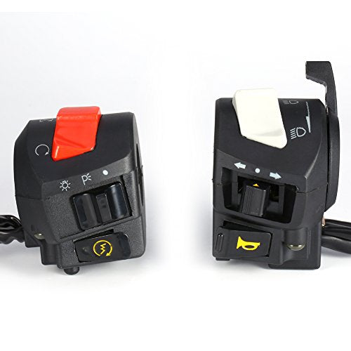 Motorcycle Handlebar Switch Kit, 7/8" 12V DC Left Right Pair