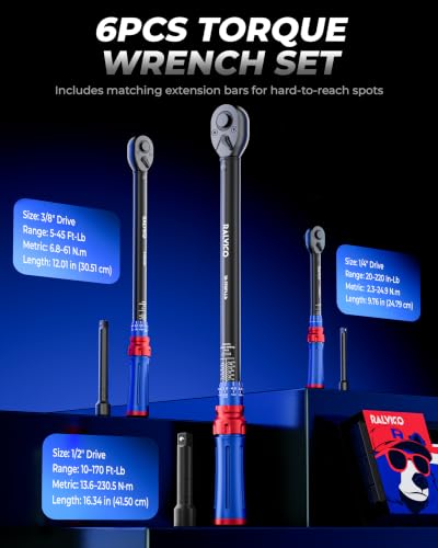 Torque Wrench Set 1/4 3/8 1/2 Inch Drive for Auto Moto Bike Repair
