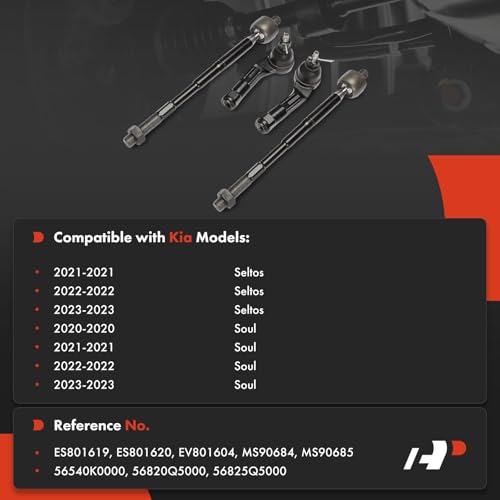 A-Premium Front Inner Outer Tie Rod End Kit, Compatible with Kia
