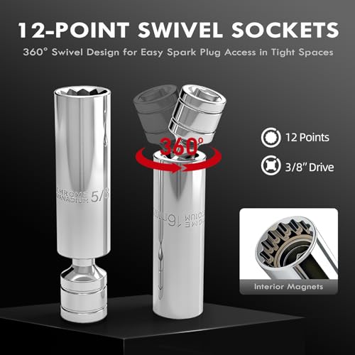14-Piece 3/8" Digital Torque Wrench Spark Plug Socket Set - size: 3/8" 14pcs-Spark 4.2-85N.m/3-62.6Ft.lb