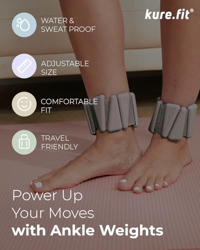 Pilates Wrist & Ankle Weights | Adjustable Weighted Bangles | 1/2/3LB Each - color: Taupe, size: 2 LB