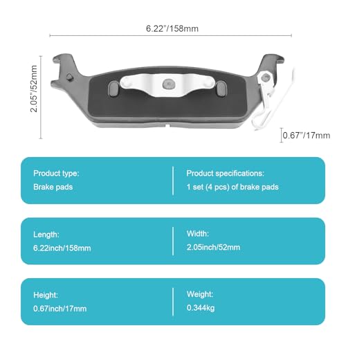 Ceramic Rear Brake Pads for Ford F-150 2004-2011 - size: D1012