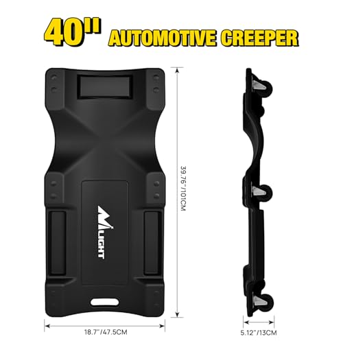 Nilight 40" Mechanic Plastic Creeper with Padded Headrest - color: Black