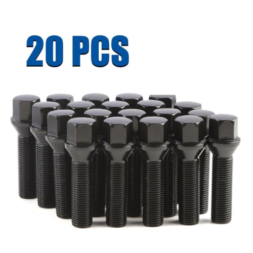 GAsupply M14x1.5 Lug Bolts 45mm Shank, 17mm Hex Conical Seat Black, 20pcs - color: Black, size: 45mm Shank Acron Seat