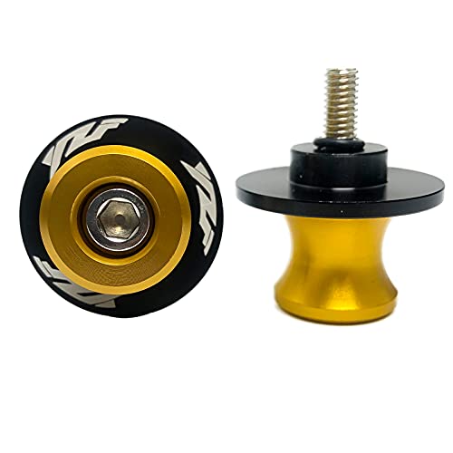 6MM M6x1.5 Motorcycle Swing arm Sliders Spools CNC Swing Arm Stand Screws 2PCS for Yamaha YZF R1 R3 R6 R25 R125 R6S 600R 750R (Gold) - color: Gold