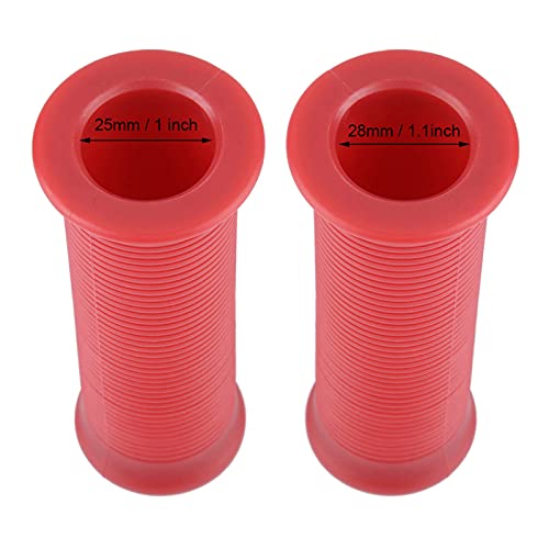 Handle Grip Pair, Motorcycle Grips Pair of 1inch 25mm/ 1.1inch 28mm Universal Motorcycle Vintage Handle Handlebar Grip for Most Motorcycles - color: Red