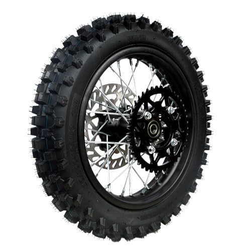 Rim tube tire 80/100-12 3.00-12 12-15MM Dirt Pit Bike Trail axle 12"Complete rear wheel For small Wheel Rim Tire Fits 125-160cc TTR SSR Mini Motorcycle