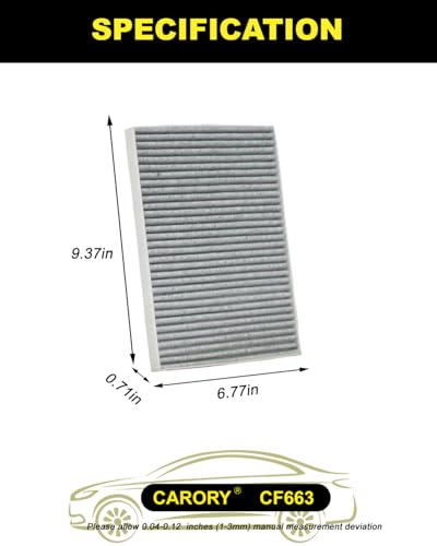 CARORY Cabin Air Filter w/Activated Carbon for 2008-2017 Buick Enclave, 2009-2017 Chevy Traverse, 2007-2016 GMC Acadia, 2017 GMC Acadia Limited, 2007-2010 Saturn Outlook, CF11663, 20958479, CF663 - size: 6.8" x 9.4" x 0.7"