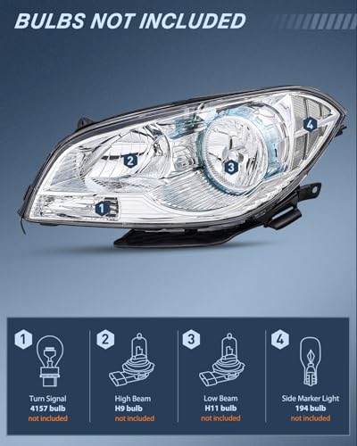 Nilight Headlight Assembly Compatible with 2008-2012 Chevy Malibu - color: Chrome Housing Clear Reflector, size: 2008-2012 Chevy Malibu