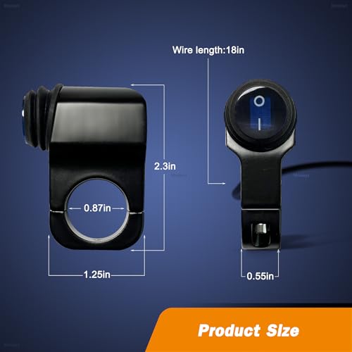ATV Light Switch 12V Waterproof Aluminum Alloy Motorcycle Handlebar Switches for Motorcycle ATV UTV- Fits 7/8" Handlebars (22mm) Blue 2 Pieces - color: Blue, size: 2 Pieces