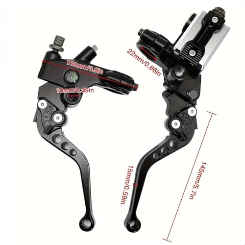 Universal Motorcycle 7/8" 22mm Handlebar Brake Master Cylinder Clutch Lever CNC Left and Right,Hand Grips Handlebar Ends Set Compatible with Harley Honda Kawasaki Suzuki Yamaha (Black) - color: Black