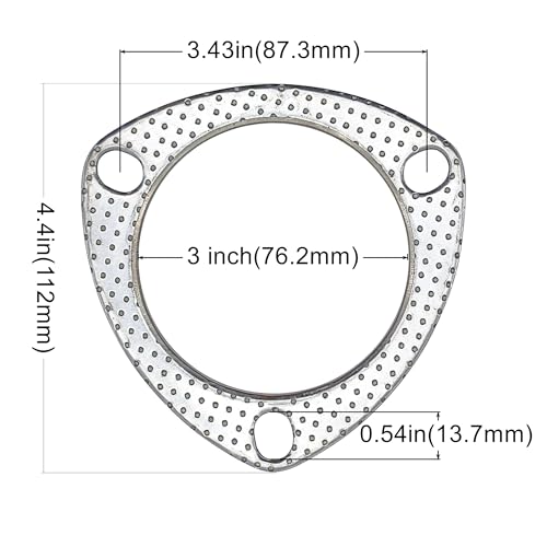 3 Inch Exhaust Gasket 3-Bolt 76.2mm Flange High Temperature Graphite - size: 3 in