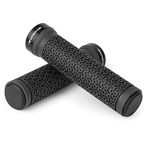 GPMTER Bike Handlebar Grips, Single Lock on Bicycle Handle Bar, for BMX, Mountain, MTB, Beach Cruiser, Scooter, Folding Bike, Soft Non-Slip-Rubber Hand Grip Comfortable Ergonomic - color: Black