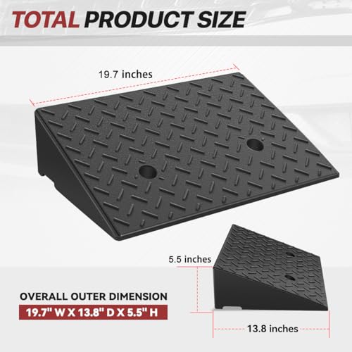 5.5" Rise Rubber Curb Ramp for Forklift, Driveway Sidewalk, Heavy Duty Car - size: 5.5" Rise