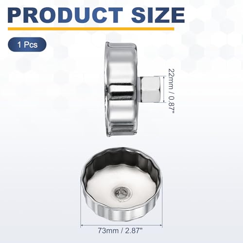 HARFINGTON Oil Filter Cap Wrench 15 Flute 73mm Inner Dia 1/2" - size: 73mm x 15 Flute(905)