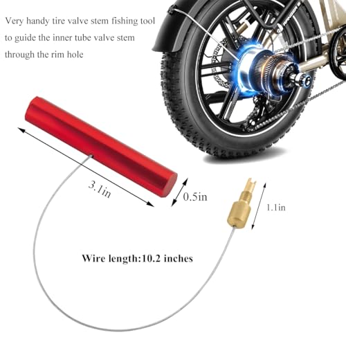 Valve Stem Puller, Tire Repair Fishing Tool Puller with Valve Core Remover, Lightweight Steel Wire Tool for Installing Inner Tubes Rim Locks & Tires on Dirt Bike Motorcycle (Red) - color: Red
