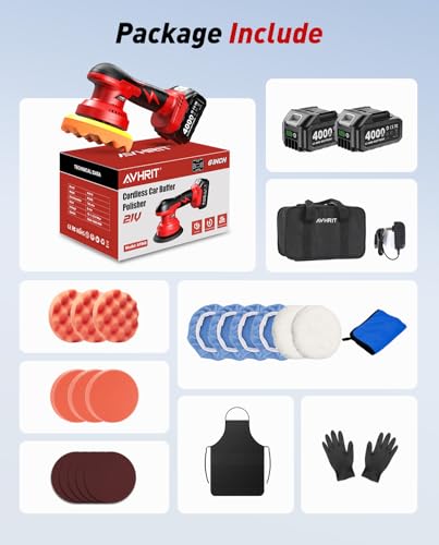 6 Inch Cordless Car Buffer w/ 2×4.0mAh Batteries, Digital Display - size: 6.04 Inch