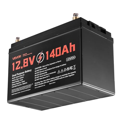 VEVOR 12V 140Ah LiFePO4 Dual Purpose Battery, 1000CCA BCI Group 31 Deep Cycle & Starter Lithium Battery, Built-in Smart BMS, Automotive Start-Stop for RV, Marine, Trolling Motor, Car & Engine Starting - style: Group 31 140Ah 1000CCA