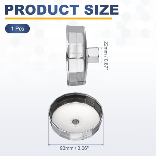 HARFINGTON Oil Filter Cap Wrench 15 Flute 93mm Inner Dia 1/2" - size: 93mm x 15 Flute(909)